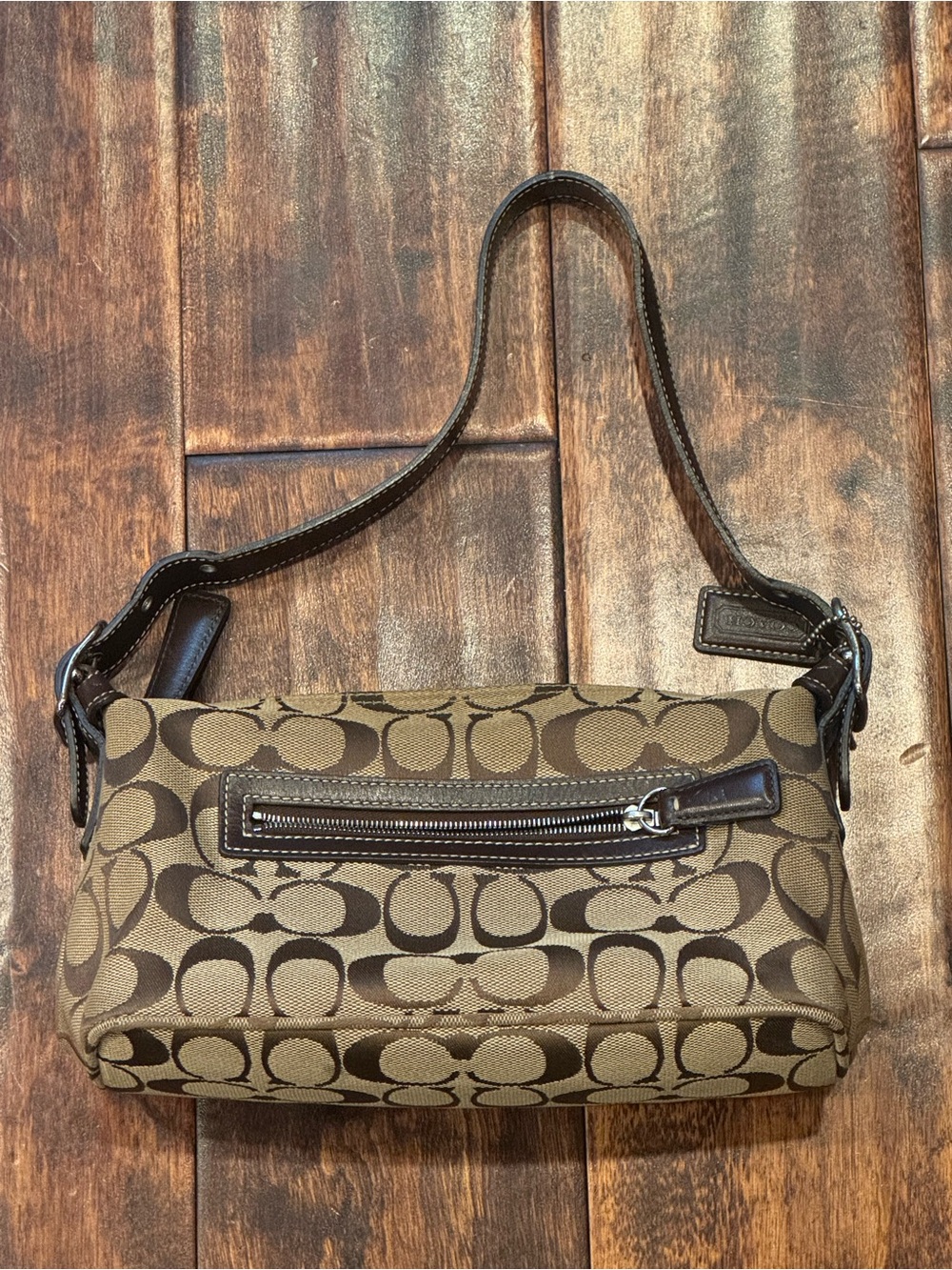 Vintage Coach Y2K Brown Monogram Logo Baguette Handbag